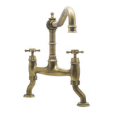 Bidbury & Co. Fairford Country Style Spout Traditional Bridge Tap With Crosshead Handles Patinated Brass 57866620