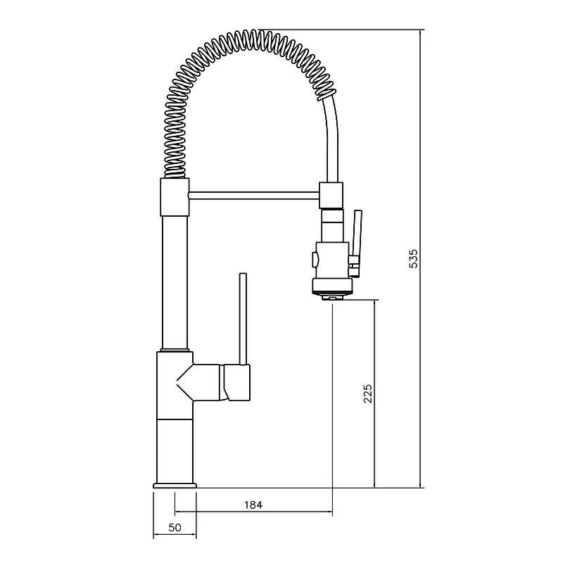 Rangemaster Pro Pull Out Kitchen Mixer Tap in Chrome with Single Lever & Industrial Style Flexible Spray Hose