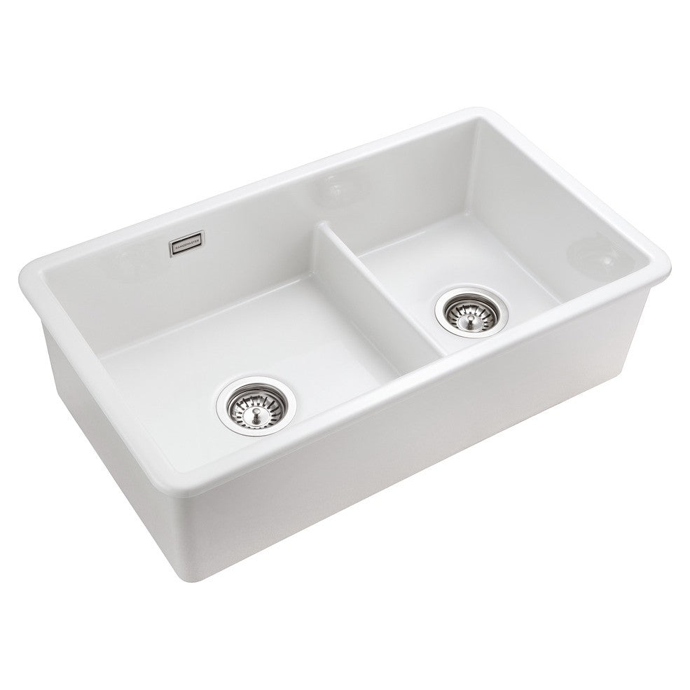 Rangemaster Rustique 1.5 Bowl White Ceramic Undermount Kitchen Sink x