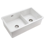 Rangemaster Rustique 1.5 Bowl White Ceramic Undermount Kitchen Sink x