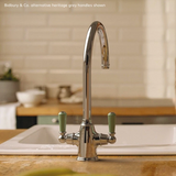 Bidbury & Co. Amesbury Kitchen Mixer Tap with White Tipped Lever Handles & Regal Aesthetic