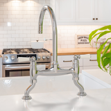 Bidbury & Co. Moreton Bridge Kitchen Mixer Tap with White Tipped Lever Handles & Regal Design