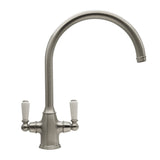 Bidbury & Co. Amesbury Kitchen Mixer Tap with White Tipped Lever Handles & Regal Aesthetic