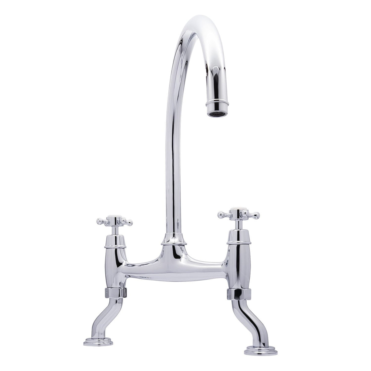 Bidbury & Co. Sherborne Bridge Kitchen Mixer Tap with Classic Crosshead Handles & Regal Design